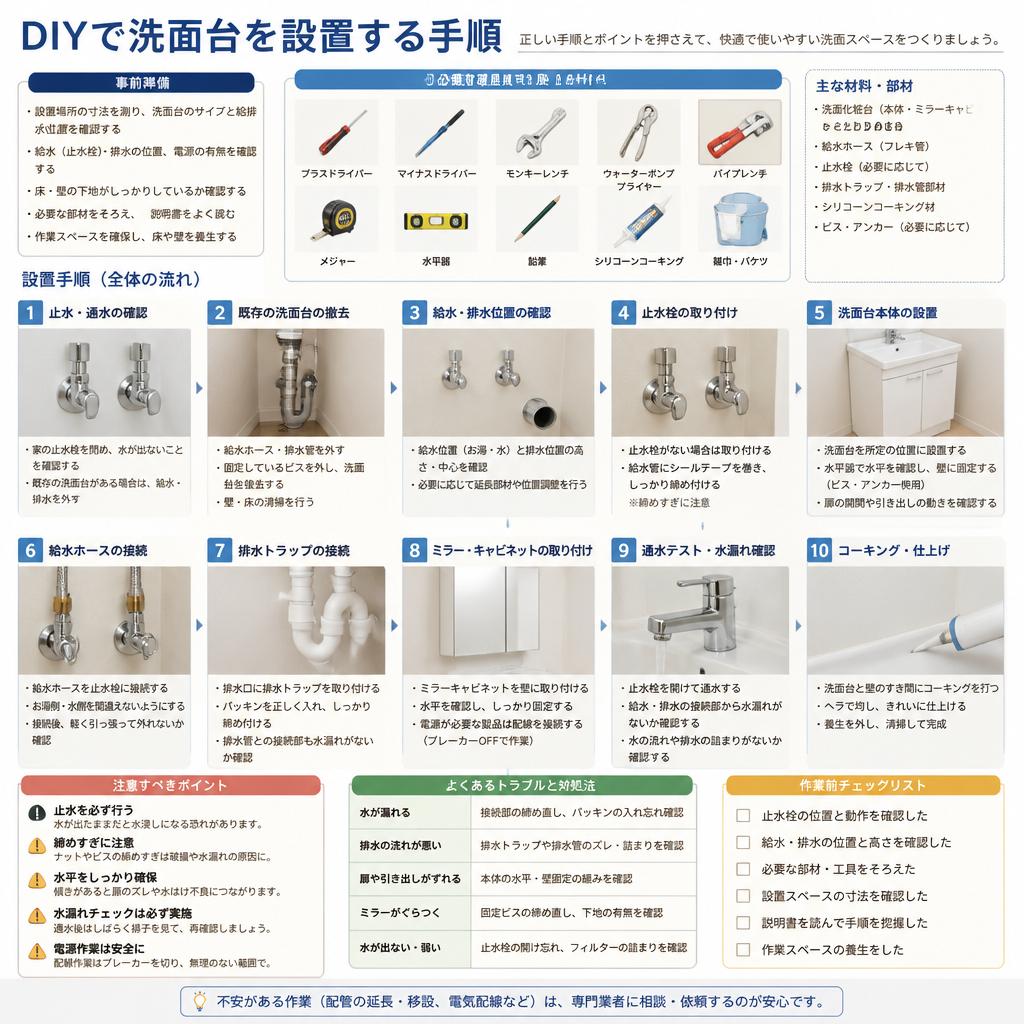 洗面台設置の基本手順と注意点