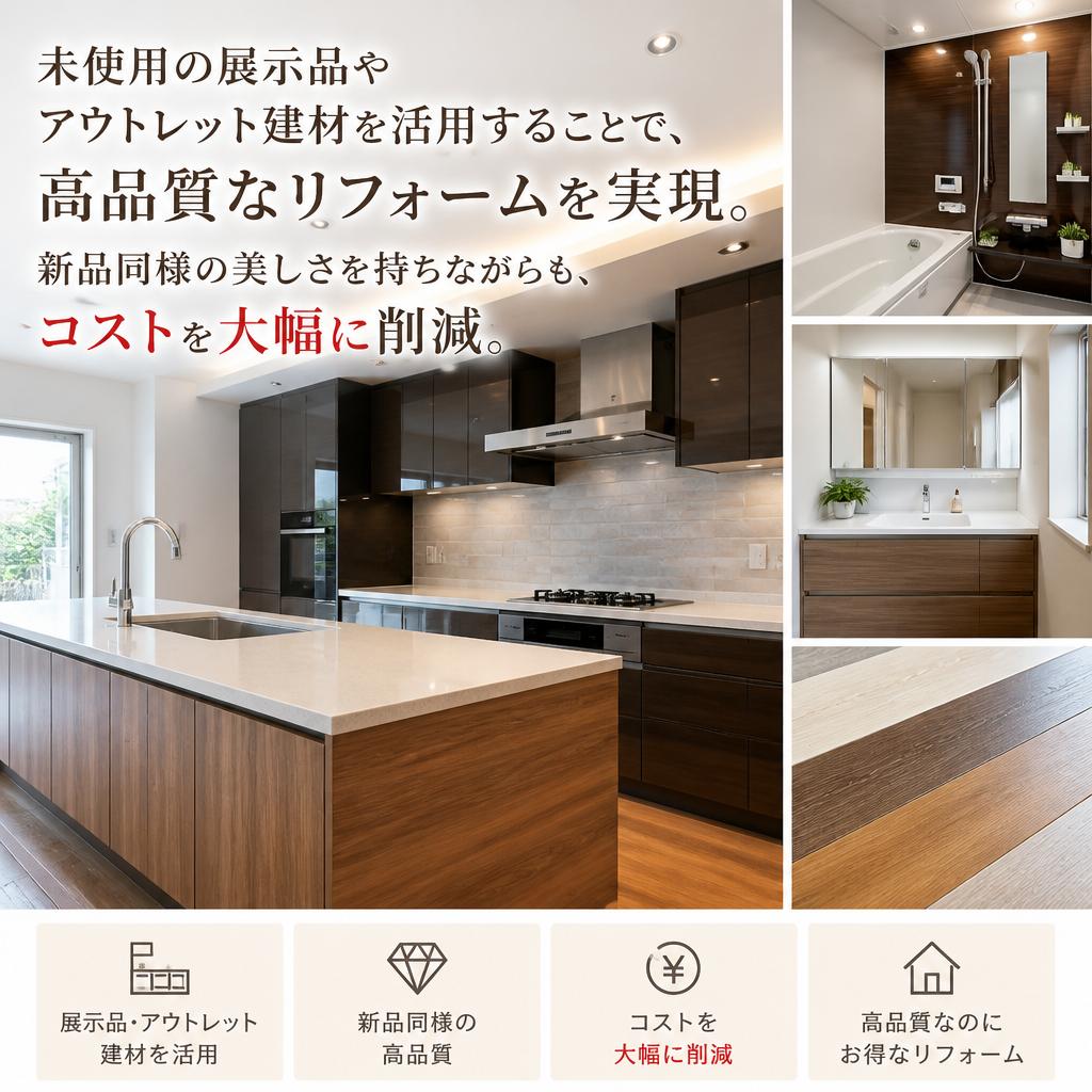 展示未使用品とアウトレット建材の活用