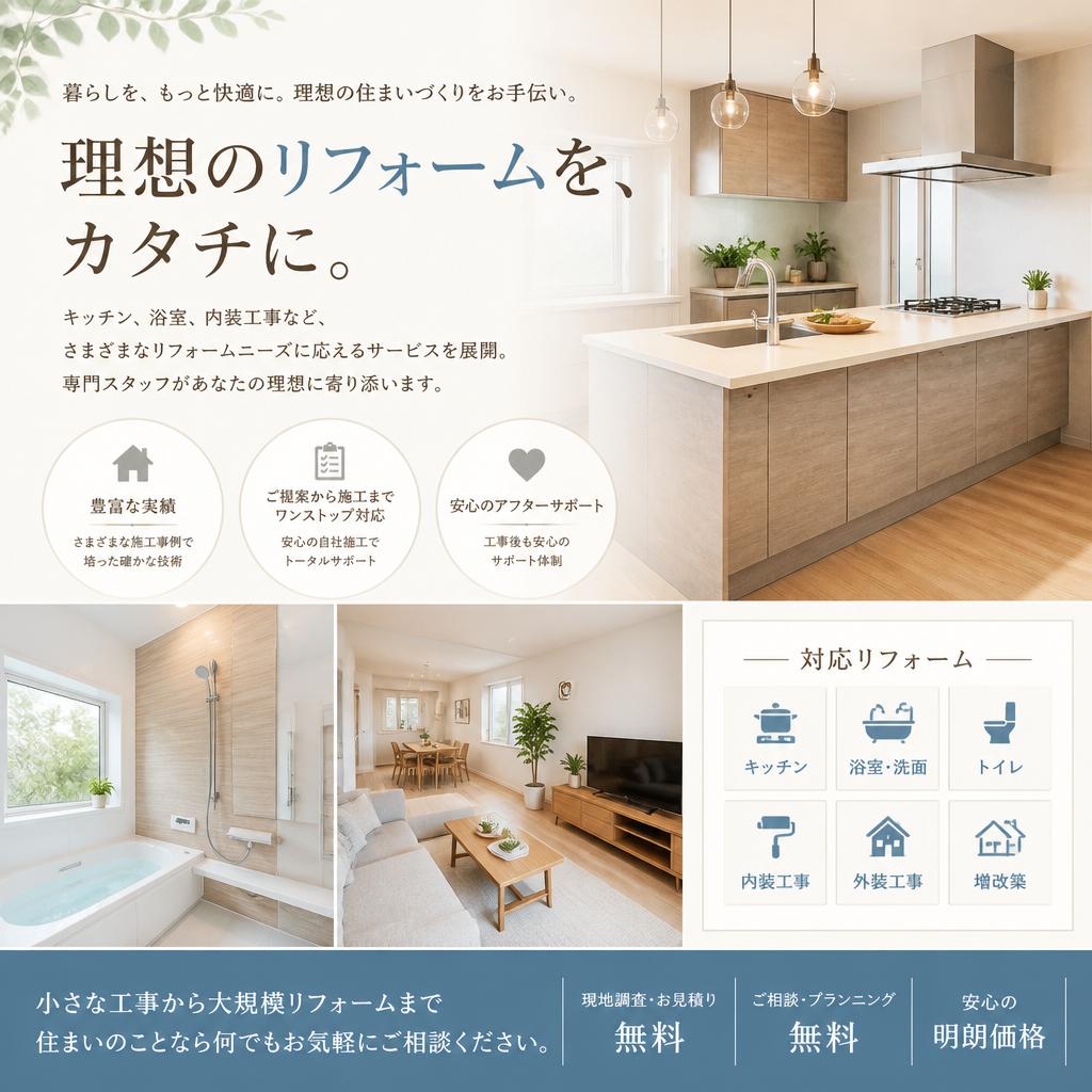 幅広いリフォームサービスに対応