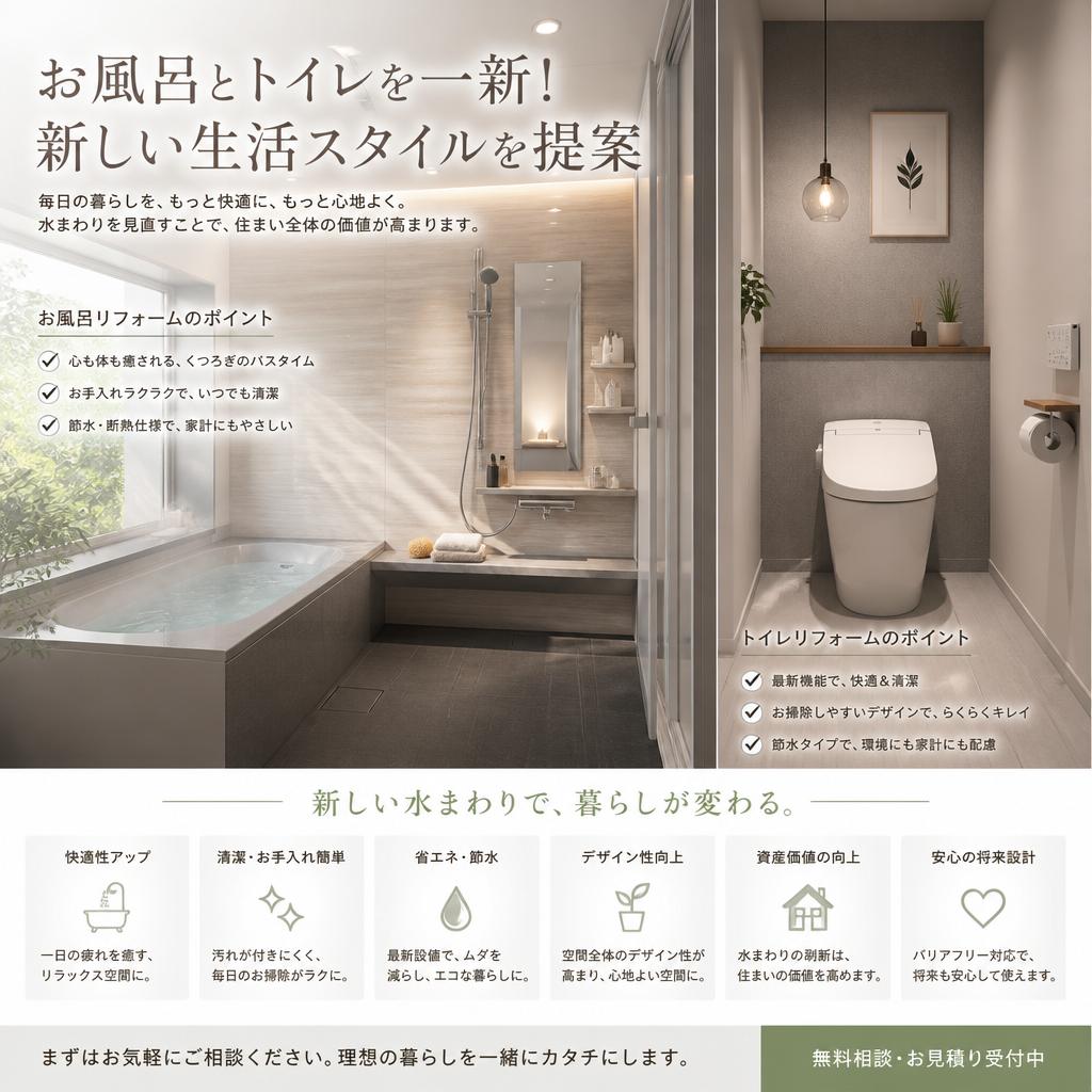 お風呂とトイレを一新！新しい生活スタイルを提案