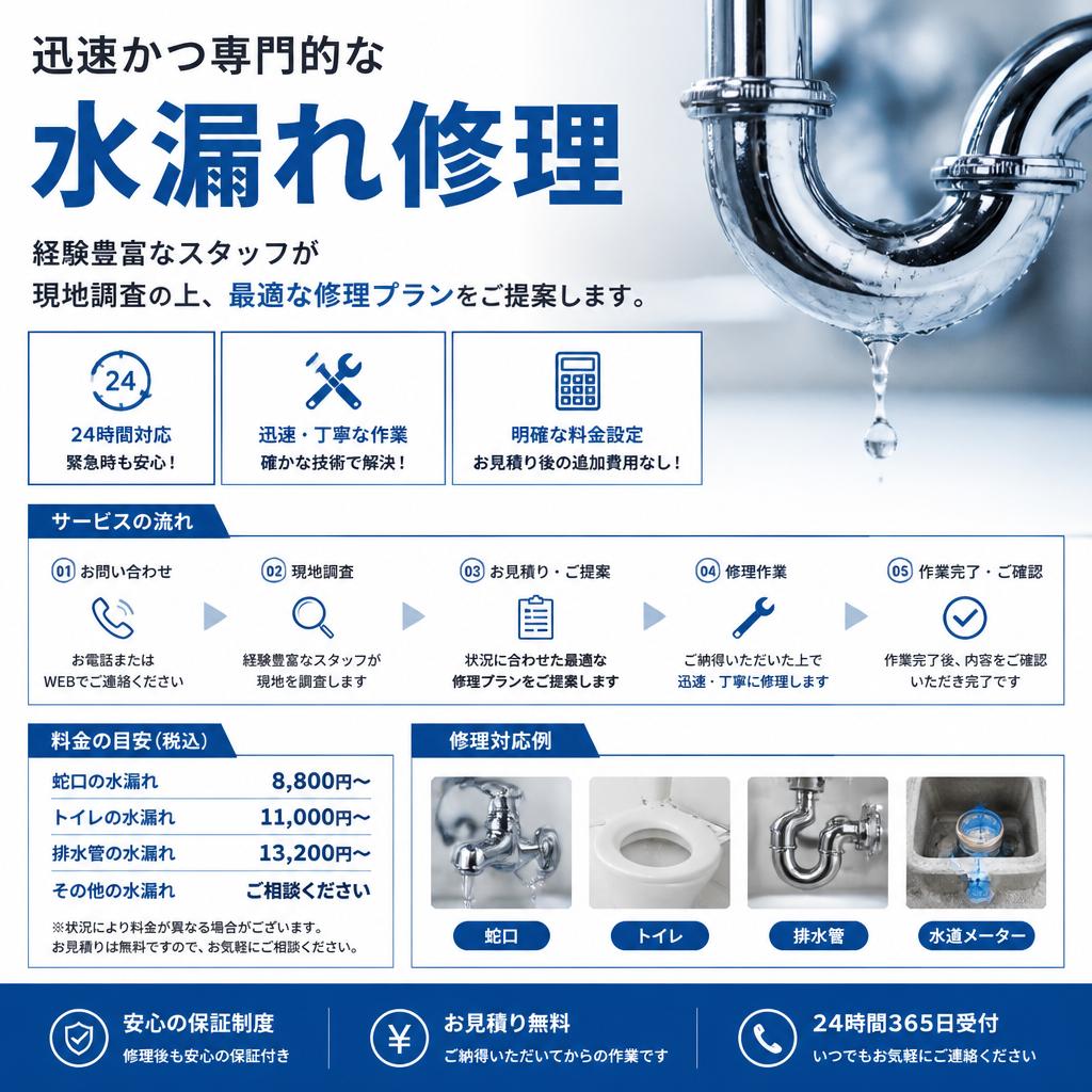 私たちの水漏れ修理サービス