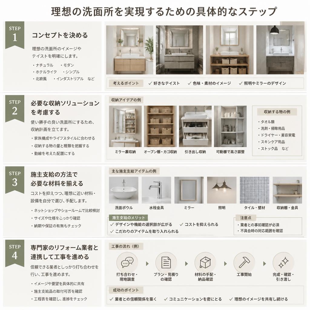 理想の洗面所作りのステップ